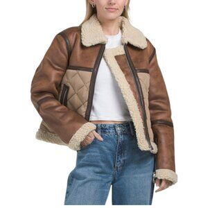 AMAPEL Faux Shearling Quilted Jacket